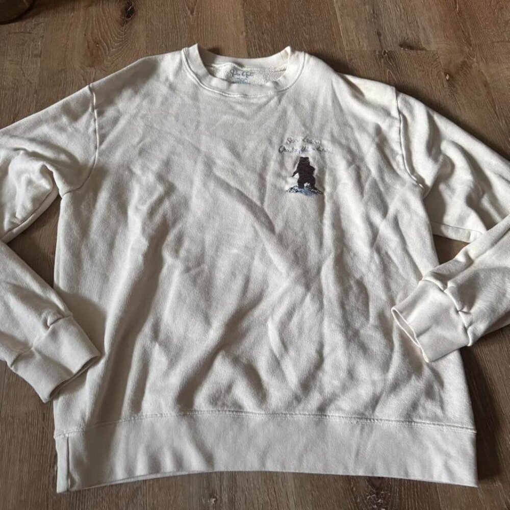 John Galt Brandy Melville White / Cream Embroidered Crewneck Sweater Size OS